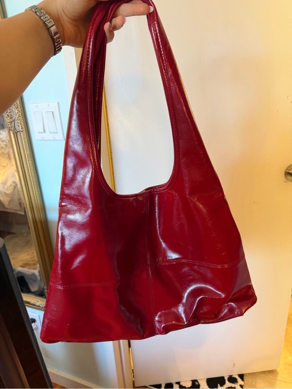 Cider Red Patent Leather Shoulder Bag
